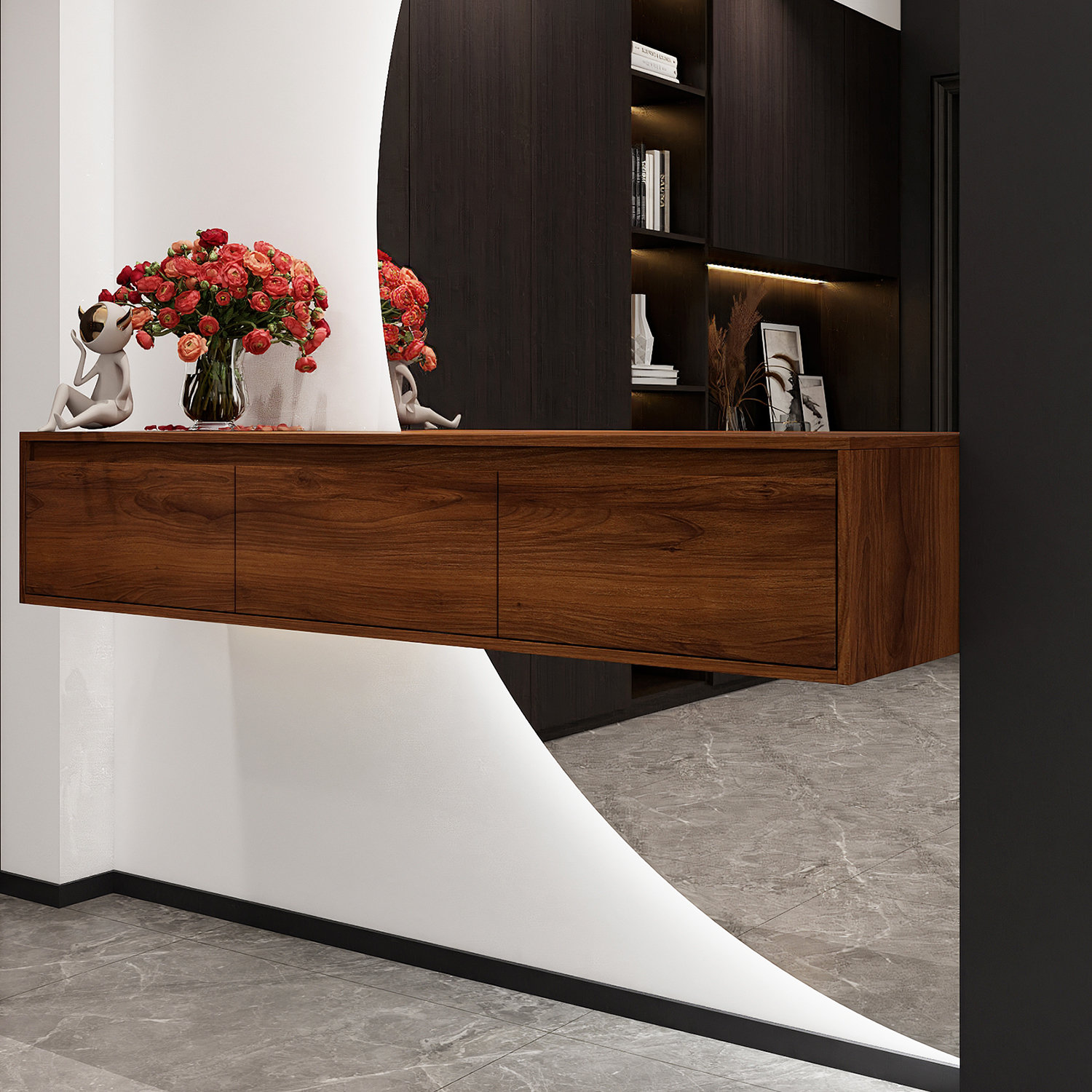 Hokku Designs 60" Modern Wall-Mounted Floating Bathroom Cabinet | Wayfair